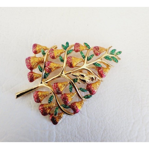 CHRISTOPHER RADKO Partridge in A Pear Tree Signed Christmas  Christopher Radko Partridge Bird In a Pear Tree Christmas Brooch